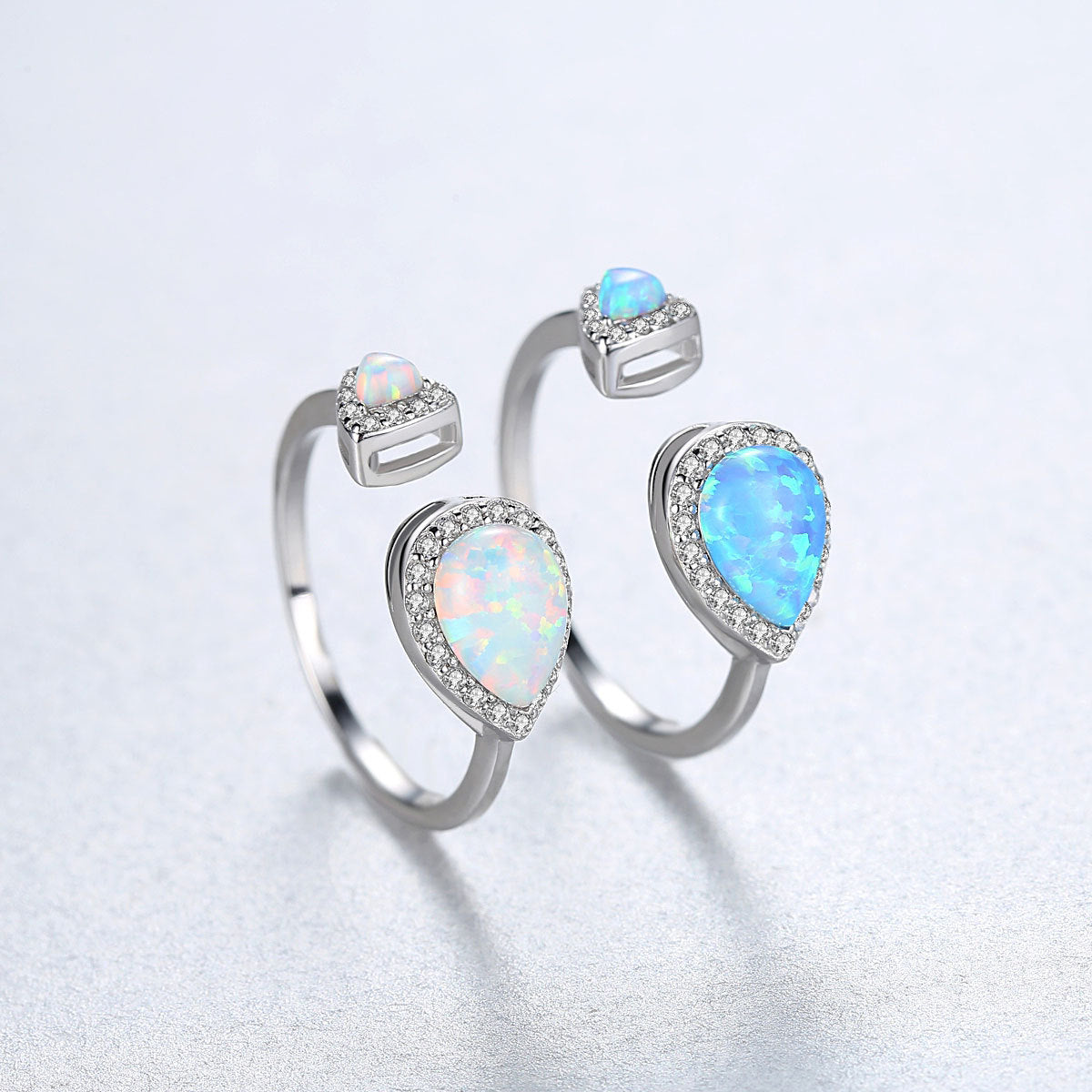 PAG&MAG Sterling Silver S925 European and American Opal Ring Opening Adjustable Women's Ring Cross-Mirror Explosive First Jewelry