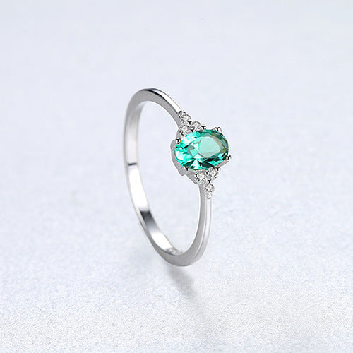 PAG&MAG S925 sterling silver ladies ring simple fashion OL color treasure zircon ring for foreign trade