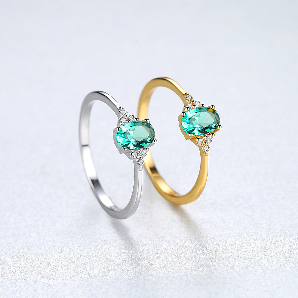 PAG&MAG S925 sterling silver ladies ring simple fashion OL color treasure zircon ring for foreign trade
