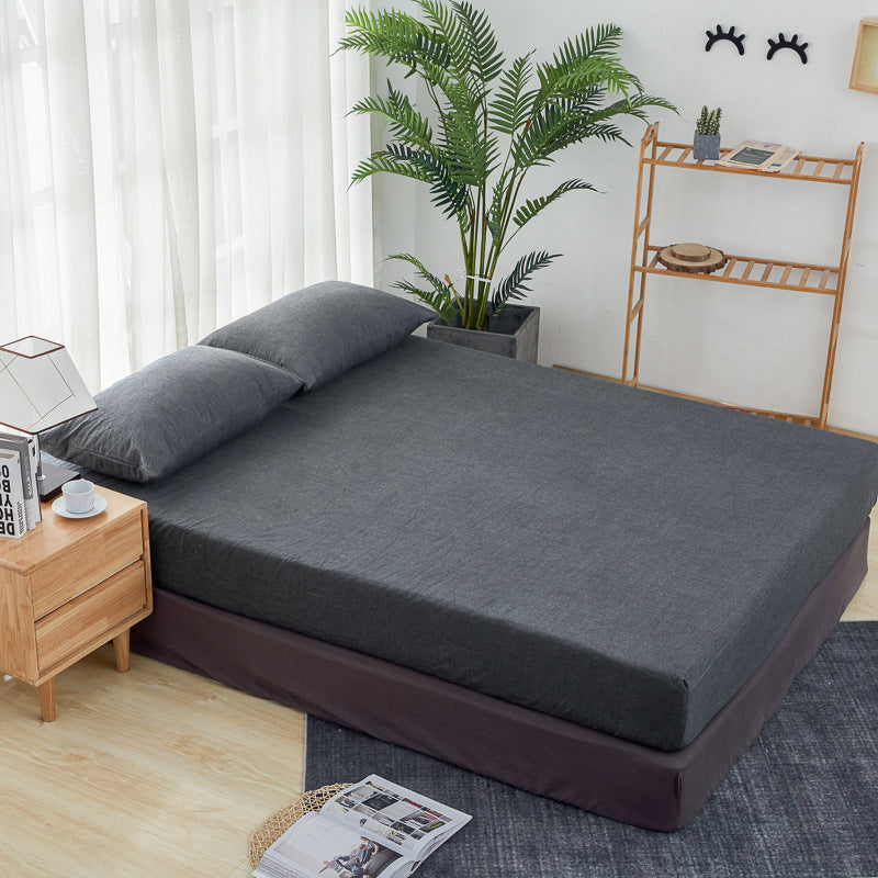 Cotton yarn-dyed washed cotton single product bed sheet fitted pillowcase Japanese style unprinted simple plaid solid color quilt cover