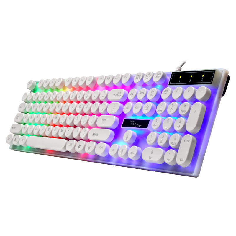 Chasing Leopard G21 Punk Keyboard Retro Round Key Cap Mechanical Handle Backlit Round Button Usb Game Keyboard
