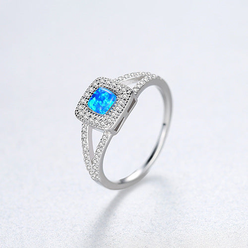 PAG&MAG new s925 silver ring inlaid zircon opal opal ring Europe and the United States high-end niche first jewelry