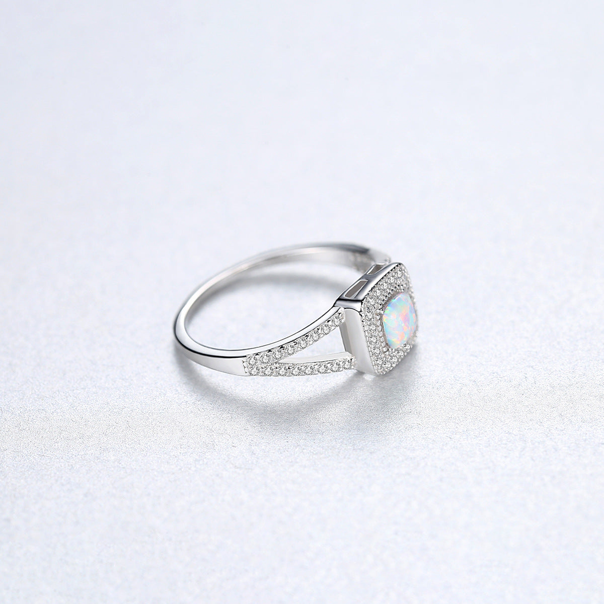 PAG&MAG new s925 silver ring inlaid zircon opal opal ring Europe and the United States high-end niche first jewelry