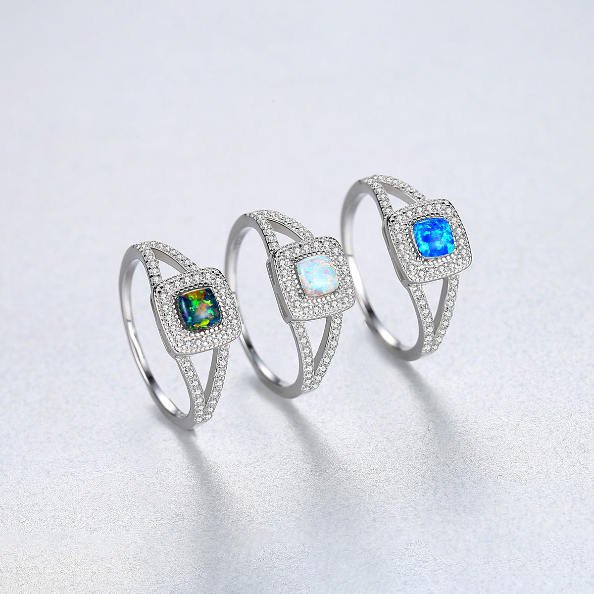 PAG&MAG new s925 silver ring inlaid zircon opal opal ring Europe and the United States high-end niche first jewelry