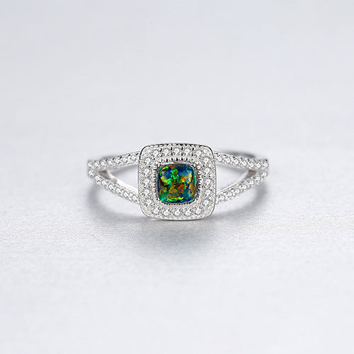 PAG&MAG new s925 silver ring inlaid zircon opal opal ring Europe and the United States high-end niche first jewelry