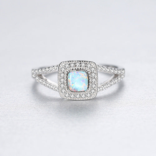 PAG&MAG new s925 silver ring inlaid zircon opal opal ring Europe and the United States high-end niche first jewelry