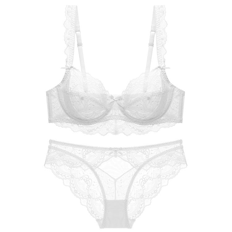 Plus Size Sexy Black Lace Lingerie Set – Ultra-Thin Transparent Bra & Panty | European & American
