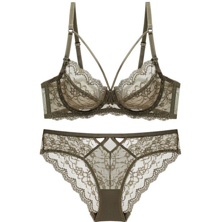 Ultra-thin and sexy lace bra set - D/E cup | Plus-size lingerie for large breasts