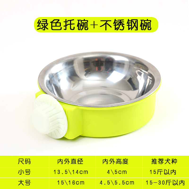 Pet Bowl Feeder Dog Cage Hanging Fixed Cat Bowl Dog Bowl Pet Stainless Steel Dog Bowl