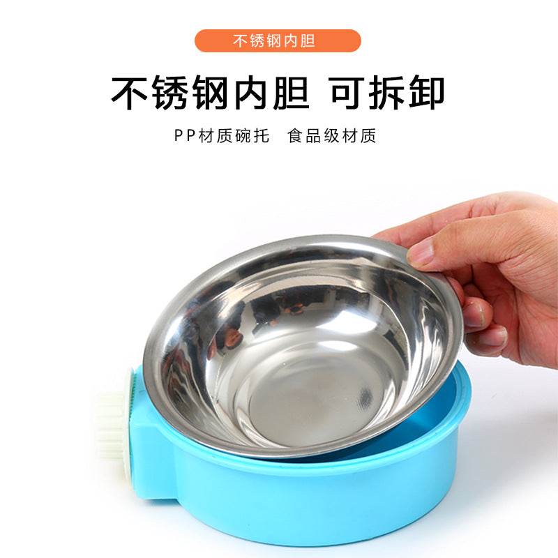 Pet Bowl Feeder Dog Cage Hanging Fixed Cat Bowl Dog Bowl Pet Stainless Steel Dog Bowl