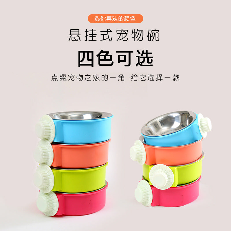 Pet Bowl Feeder Dog Cage Hanging Fixed Cat Bowl Dog Bowl Pet Stainless Steel Dog Bowl