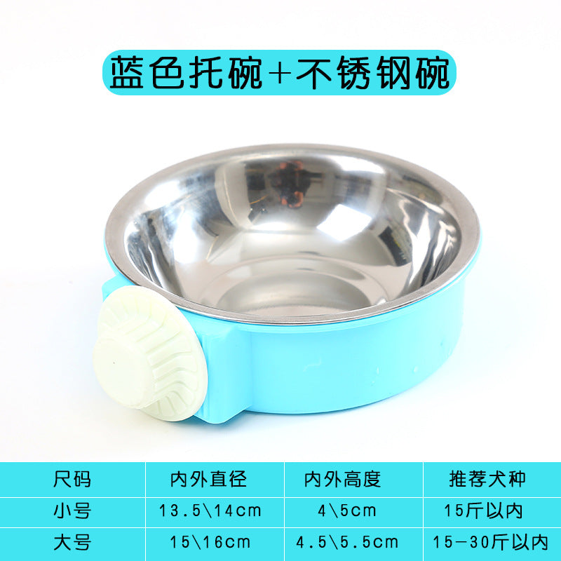 Pet Bowl Feeder Dog Cage Hanging Fixed Cat Bowl Dog Bowl Pet Stainless Steel Dog Bowl