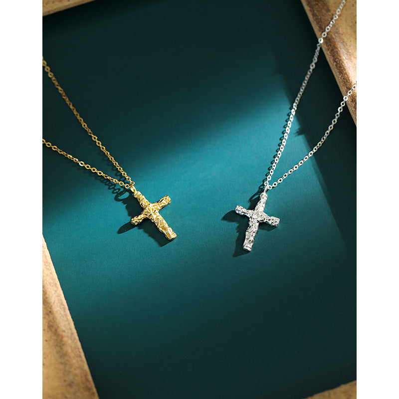 Pleated Cross Necklace