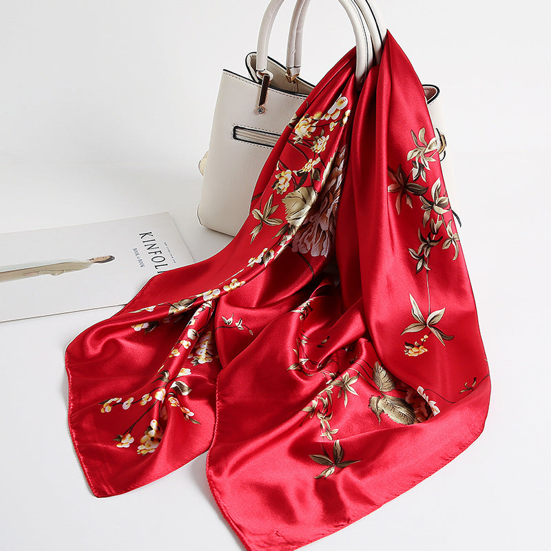 Special offer Hangzhou silk satin 90cm large square simulation silk scarf female wild scarf spring and autumn thin shawl sunscreen