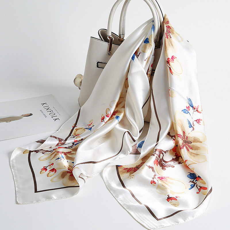 Special offer Hangzhou silk satin 90cm large square simulation silk scarf female wild scarf spring and autumn thin shawl sunscreen