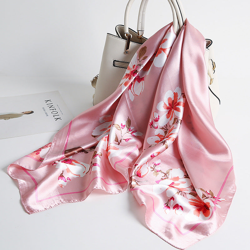 Special offer Hangzhou silk satin 90cm large square simulation silk scarf female wild scarf spring and autumn thin shawl sunscreen