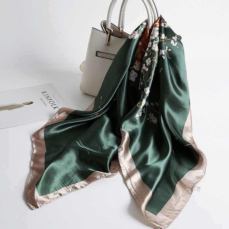 Special offer Hangzhou silk satin 90cm large square simulation silk scarf female wild scarf spring and autumn thin shawl sunscreen