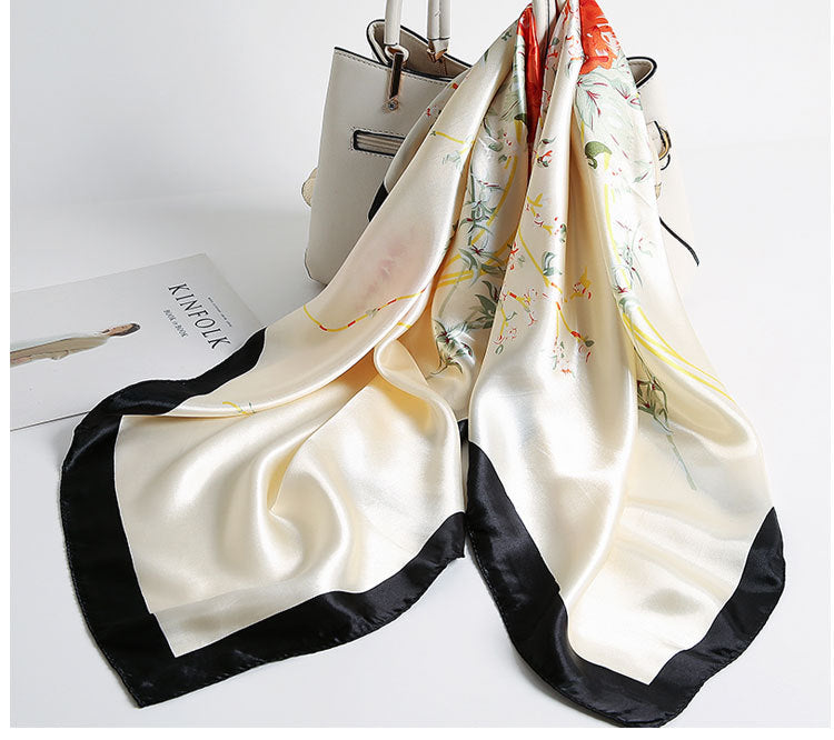 Special offer Hangzhou silk satin 90cm large square simulation silk scarf female wild scarf spring and autumn thin shawl sunscreen