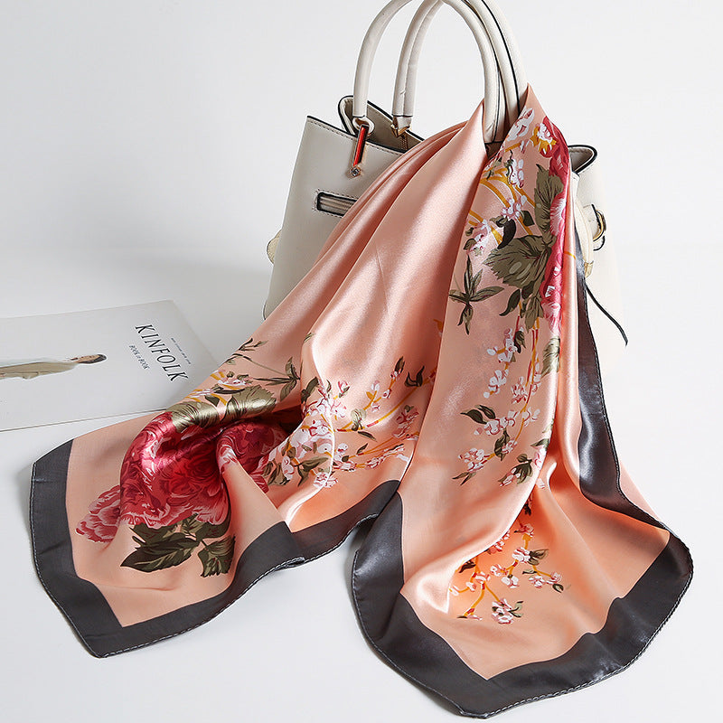 Special offer Hangzhou silk satin 90cm large square simulation silk scarf female wild scarf spring and autumn thin shawl sunscreen