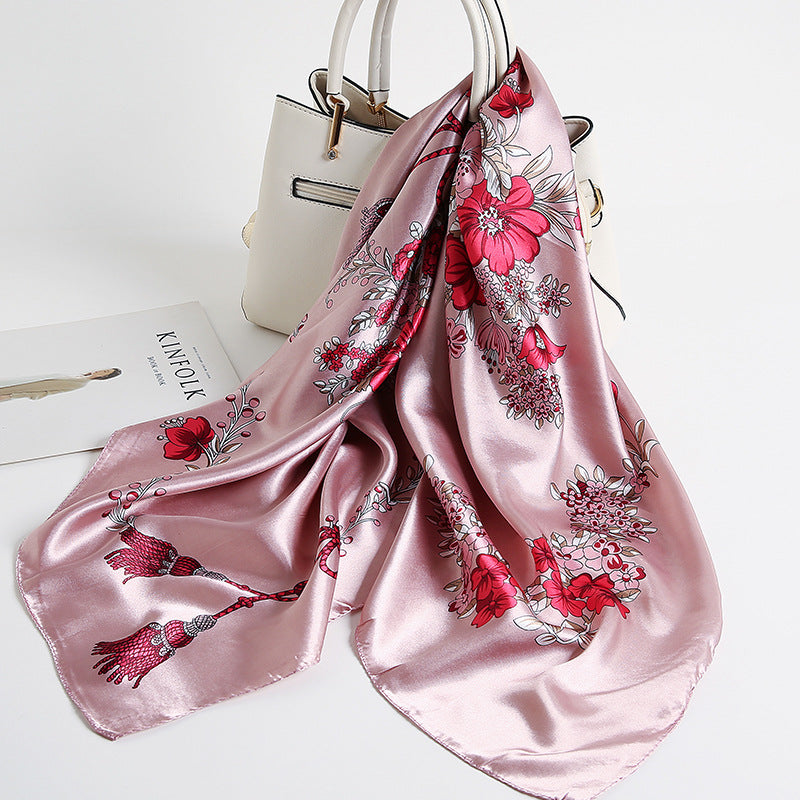 Special offer Hangzhou silk satin 90cm large square simulation silk scarf female wild scarf spring and autumn thin shawl sunscreen