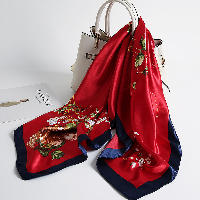Special offer Hangzhou silk satin 90cm large square simulation silk scarf female wild scarf spring and autumn thin shawl sunscreen