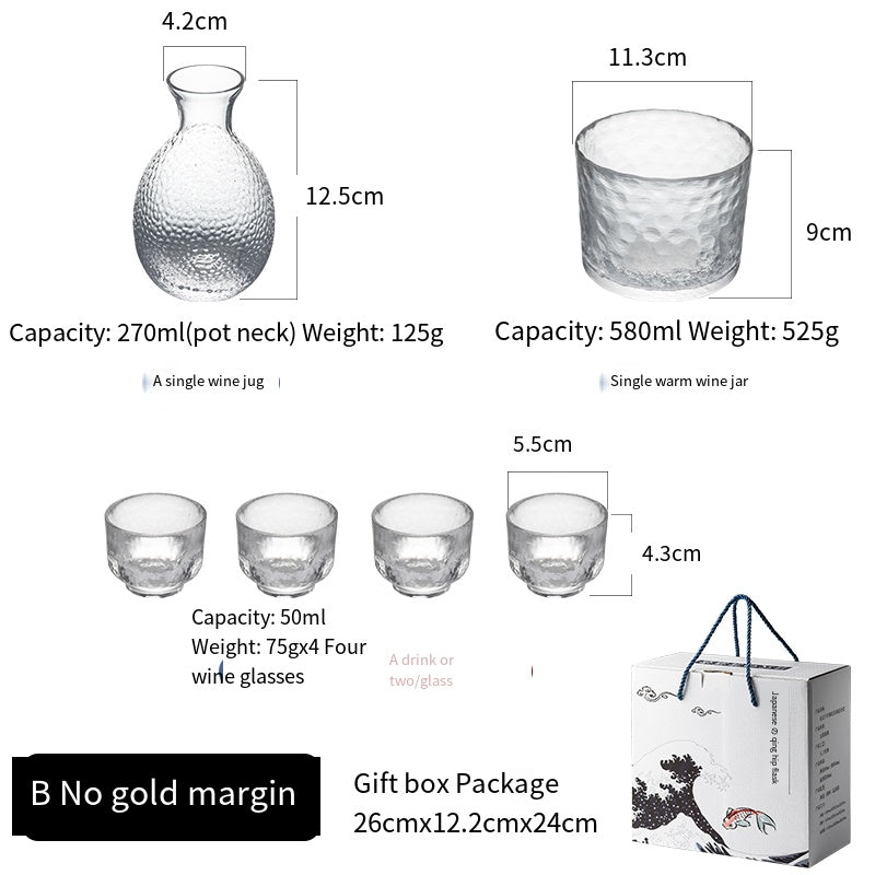 Japanese style glass creative liquor wine set household small wine glass wine dispenser wine jug sake cup fruit wine plum