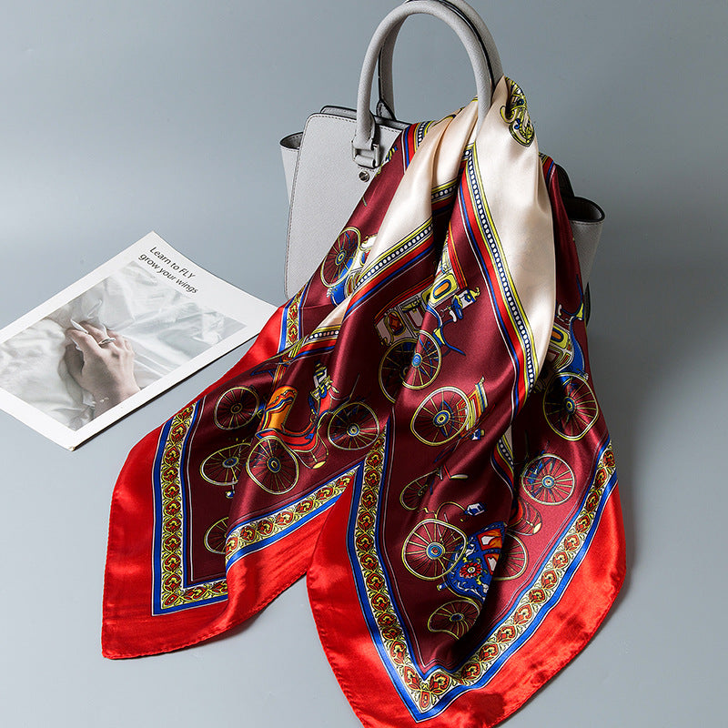 Special offer Hangzhou silk satin 90cm large square simulation silk scarf female wild scarf spring and autumn thin shawl sunscreen