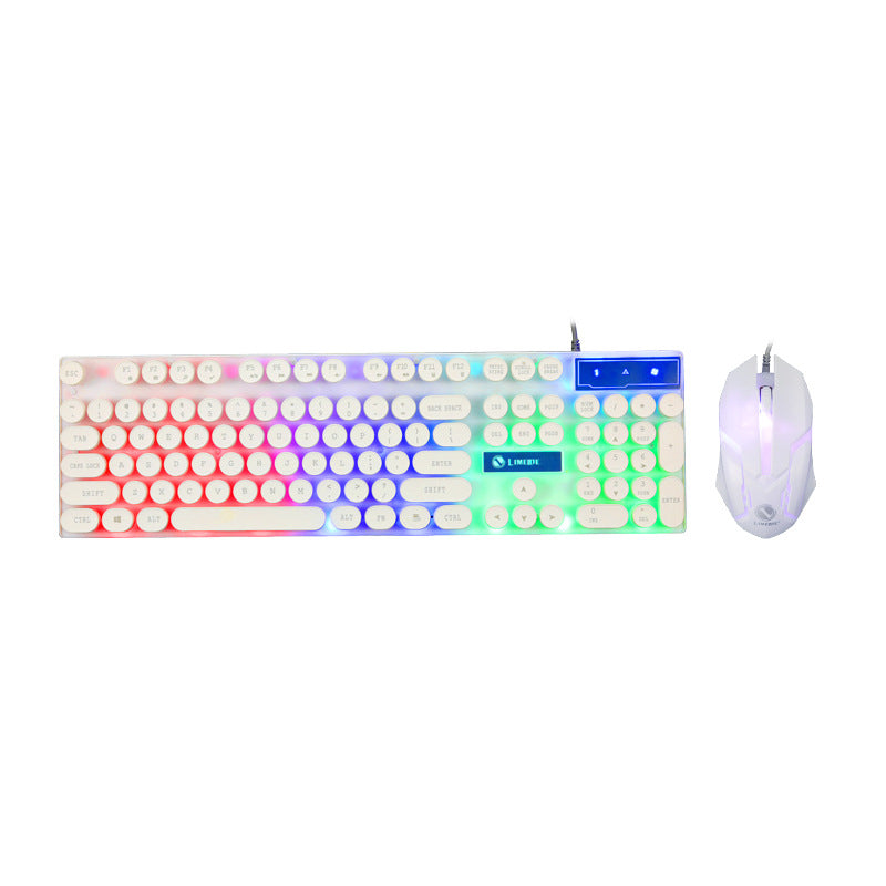 Limei GTX300 Punk Round Keycap Retro Manipulator Feeling Keyboard Luminous Gaming Keyboard Mouse Set