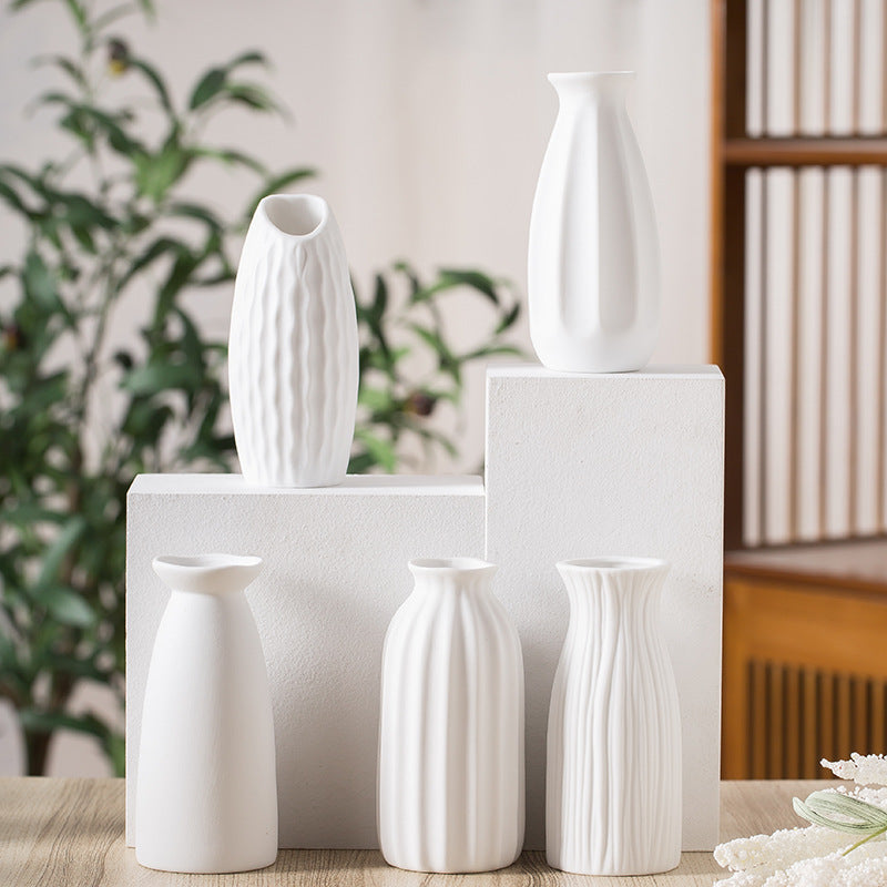 plain burnt matte white ceramic flower arrangement small vase creative simple living room home dried flower decoration ornaments