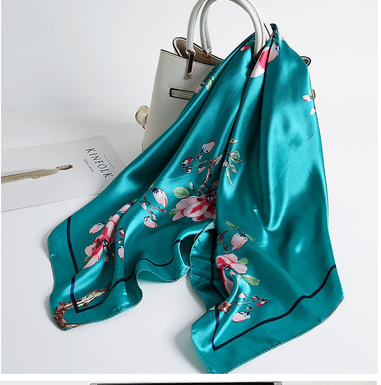Special offer Hangzhou silk satin 90cm large square simulation silk scarf female wild scarf spring and autumn thin shawl sunscreen