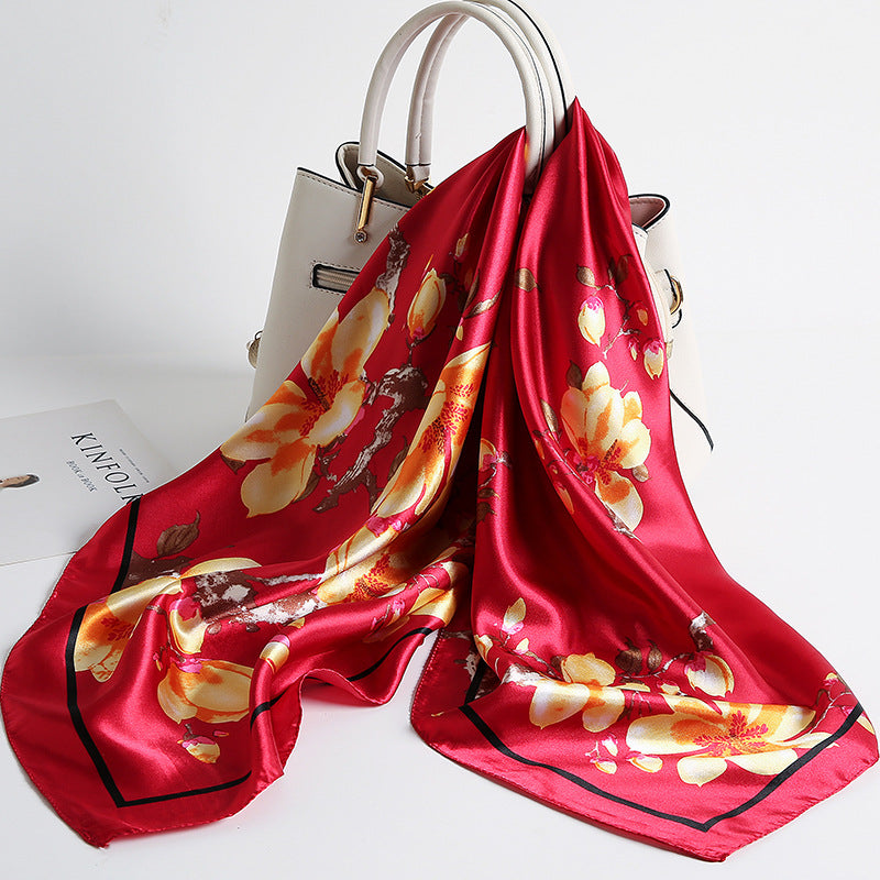 Special offer Hangzhou silk satin 90cm large square simulation silk scarf female wild scarf spring and autumn thin shawl sunscreen