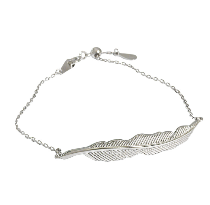 218 Korean version of ins niche texture temperament simple leaves leaf S925 sterling silver bracelet female