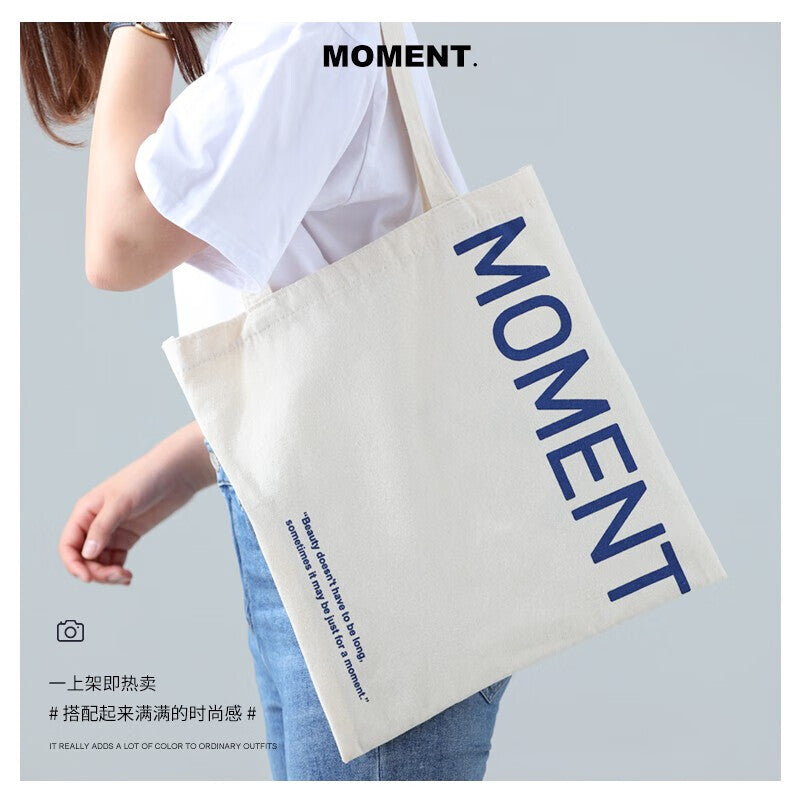 Doco Home Products Canvas Bag Female Handbag Simple Large-capacity Shoulder Bag Literary Fashion Canvas Bag Japanese Environmental Protection Shopping Storage Bag Female College Student Letter M