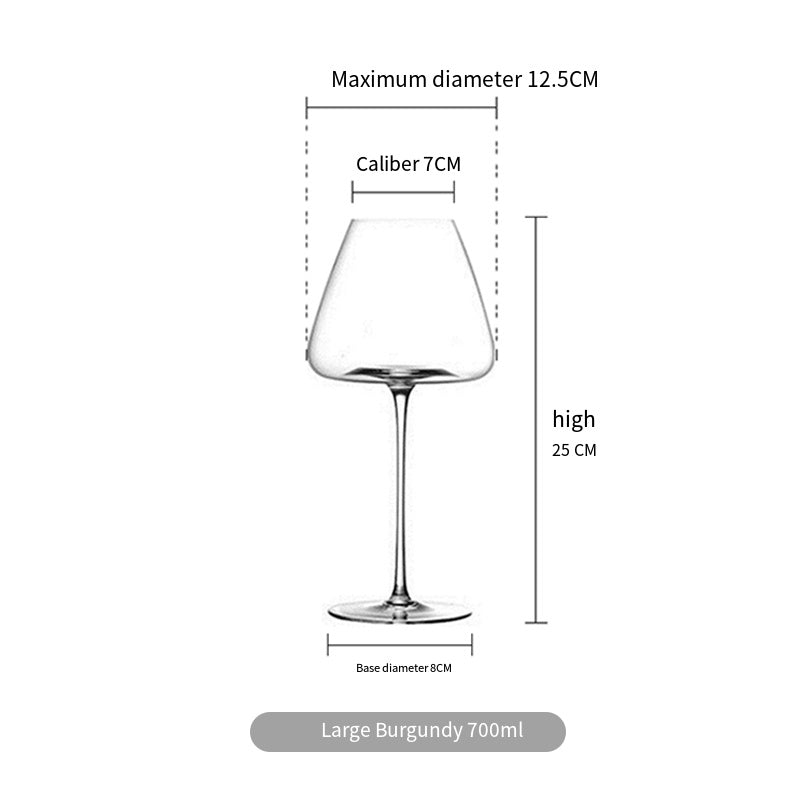 Luxury Handmade Burgundy Wine Glass – Ultra-Thin Crystal, Large Belly, Ideal for Tasting & Home Use
