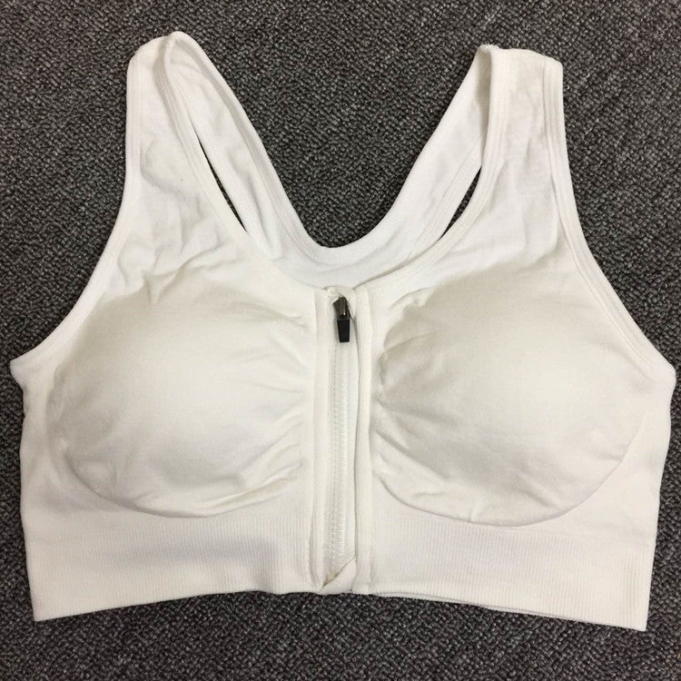Front zipper sports bra professional shockproof breathable rimless running vest yoga sports underwear women