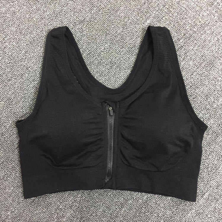 Front zipper sports bra professional shockproof breathable rimless running vest yoga sports underwear women