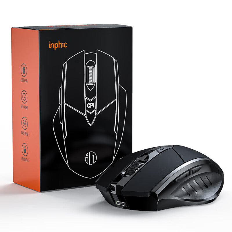 British Fick (INPHIC) PM6 wireless mouse rechargeable light sound mouse wireless gaming mouse computer desktop notebook 2.4G universal portable black