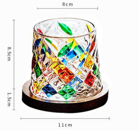 Zetten's diamond hand-painted creative rotating whiskey glass thickened personality tumbler glass decompression cup