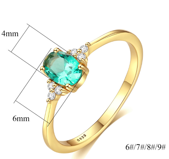 PAG&MAG S925 sterling silver ladies ring simple fashion OL color treasure zircon ring for foreign trade