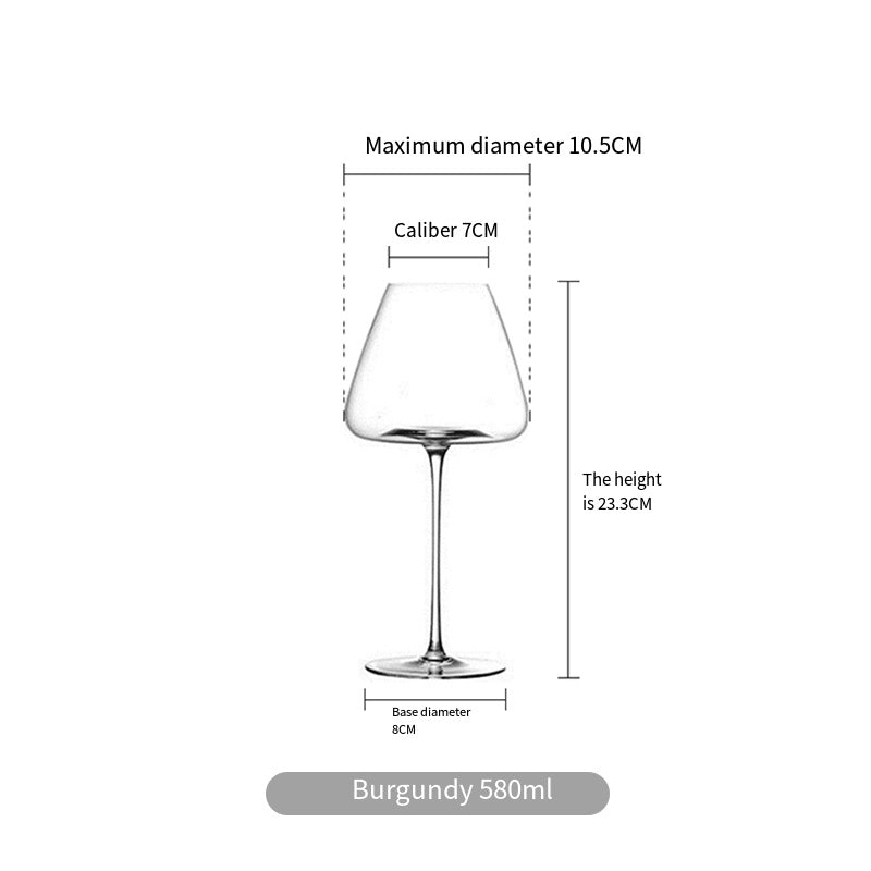 Luxury Handmade Burgundy Wine Glass – Ultra-Thin Crystal, Large Belly, Ideal for Tasting & Home Use