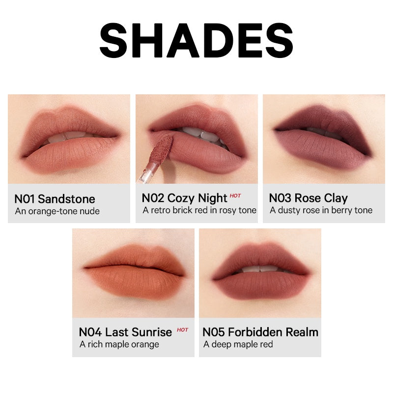 Perfect Diary Creamy Lip Clay Blurring Soft Matte Lipstick Creamy Clay-like Texture 5 Shades