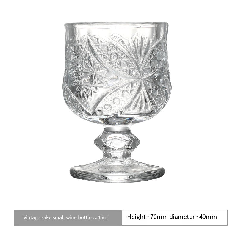 Chuxue Hatsuyuki retro engraved pattern sake glass crystal glass small wine bottle middle-aged wine glass wabi sabi cup