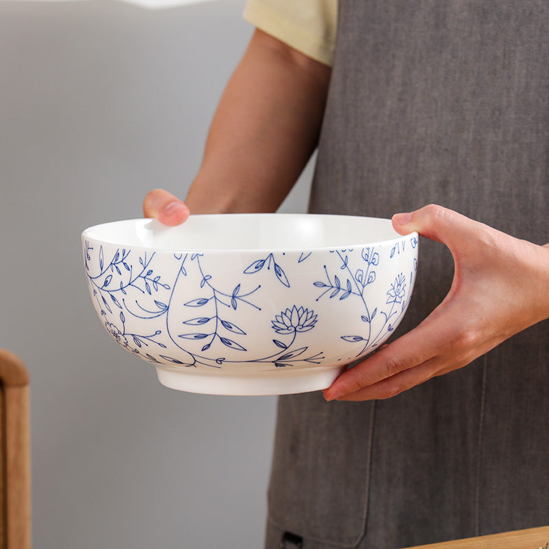 Chuanqi underglaze color Japanese ceramic large bowl 8 inches 2 soup bowls large soup basin noodle bowl rice bowl ceramic tableware hook vine flower