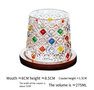 Zetten's diamond hand-painted creative rotating whiskey glass thickened personality tumbler glass decompression cup