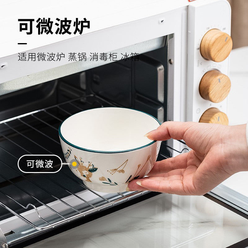 Haoya bowl and dish set Japanese household Jingdezhen ceramic tableware bowl dish noodle bowl soup bowl combination 22 heads a deer has you