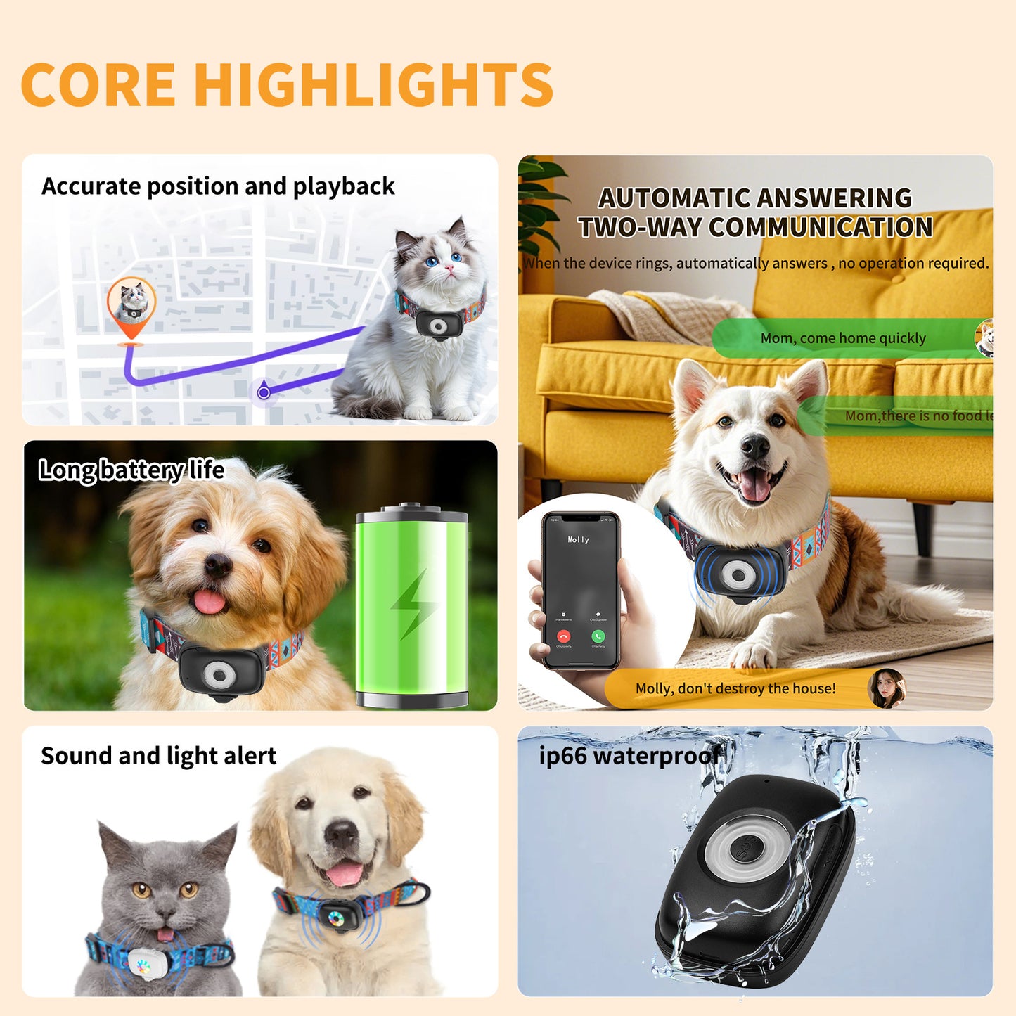 4G GPS Tracker Pet Collar Dog Cat Animal Waterproof and Anti-Waterproof