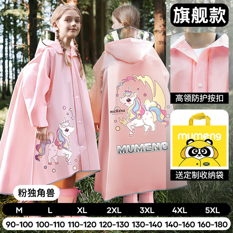 Mumeng children's raincoat boy's whole body rainstorm bag seat cycling poncho breathable and wear-resistant school walking raincoat