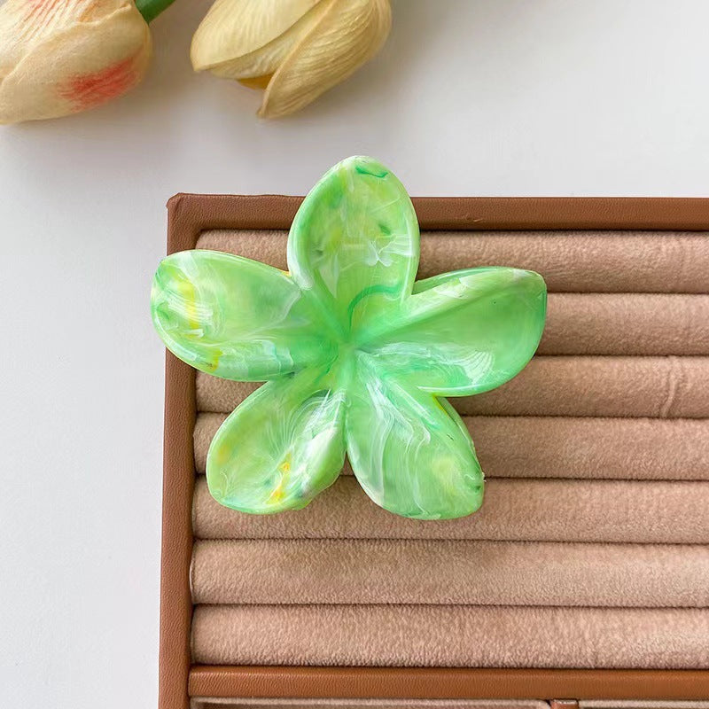 marbled grab clip Sweet and fresh frangipani hair clip Summer high-end shark hair clip