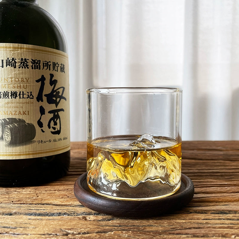 Japanese-style light luxury creative niche whiskey glass mountain viewing cup glass Mount Fuji cup heat-resistant coffee tea cup