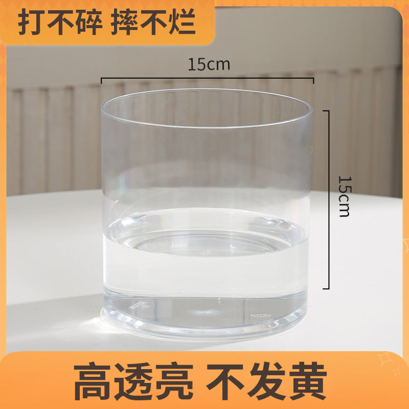 Transparent square jar vase, water culture, green plant, white palm, succulent, square cup, flower arrangement, hydroponic flower pot, tabletop simple ornament, florist